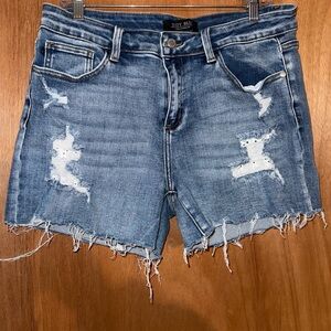 Judy Blue Distressed Denim Shorts - Blue